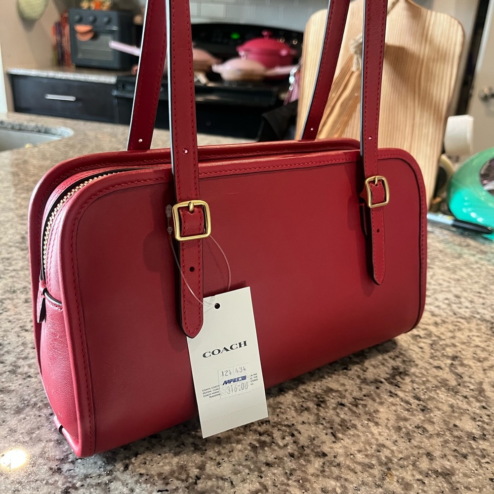 Coach Swing Zip Dark Ruby with Gold Hardware